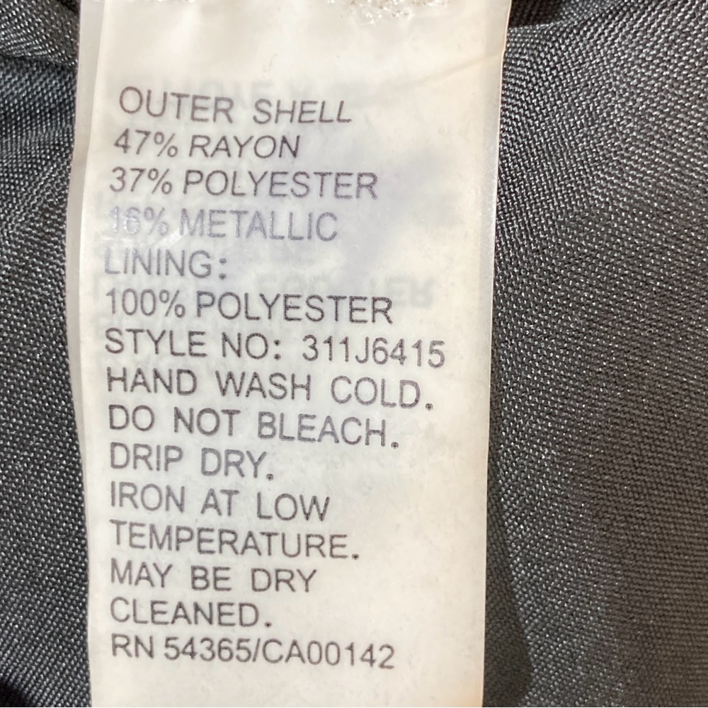 Peter Nygard Women’s Metallic Silver Black 3/4 Sleeve Blazer Jacket 10 Cocktail - Picture 6 of 8